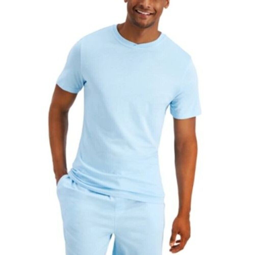 CLUB ROOM Shirt Mens Small Light Blue Pullover T-Shirt Soft Knit Comfort Tee